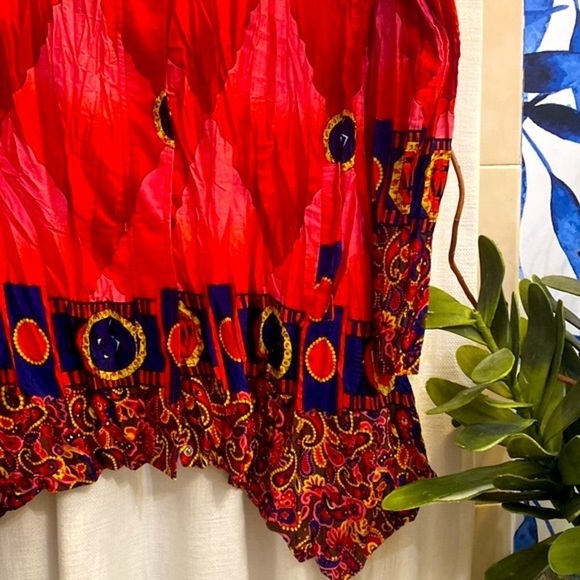 Women’s Lindi Multicolor Pleated 100% Polyester Full Zip Red & Pink Jacket M - Picture 3 of 9